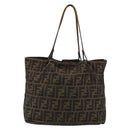 FENDI Zucca Canvas Tote Bag Brown Black Auth 175192-3