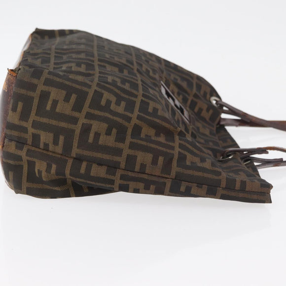 FENDI Zucca Canvas Tote Bag Brown Black Auth 175192
