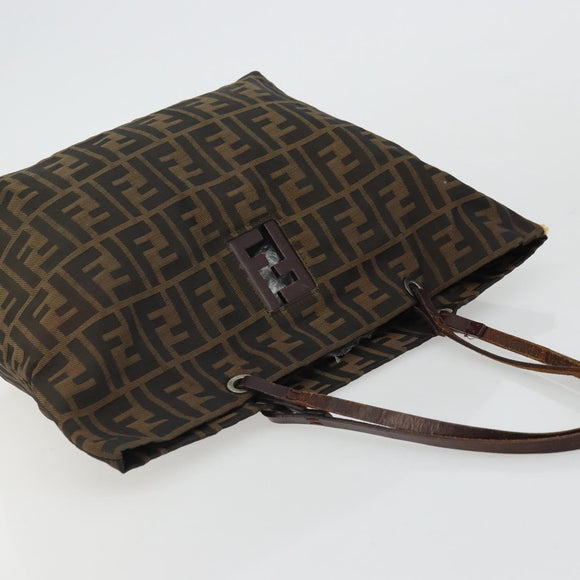 FENDI Zucca Canvas Tote Bag Brown Black Auth 175192