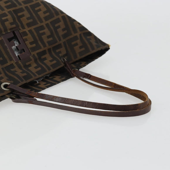 FENDI Zucca Canvas Tote Bag Brown Black Auth 175192