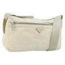 PRADA Shoulder Bag Nylon White Silver Auth 175194A-1