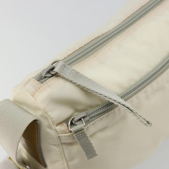 PRADA Shoulder Bag Nylon White Silver Auth 175194A