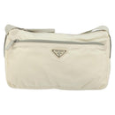 PRADA Shoulder Bag Nylon White Silver Auth 175194A-13