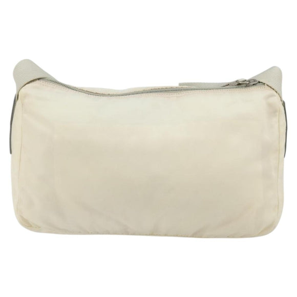 PRADA Shoulder Bag Nylon White Silver Auth 175194A