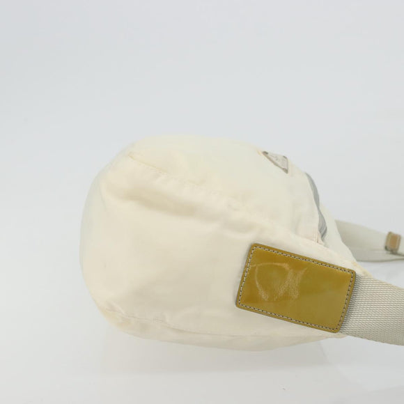 PRADA Shoulder Bag Nylon White Silver Auth 175194A