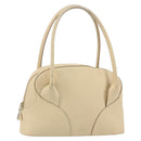 LOEWE Hand Bag Leather Ivory Gold Auth 175195-1
