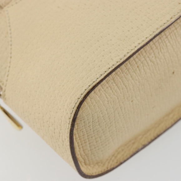 LOEWE Hand Bag Leather Ivory Gold Auth 175195