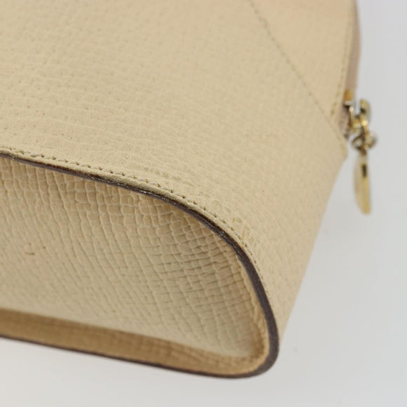 LOEWE Hand Bag Leather Ivory Gold Auth 175195