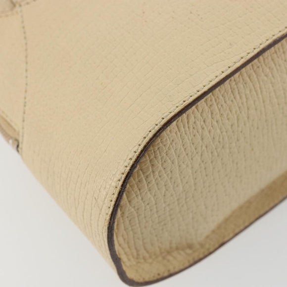 LOEWE Hand Bag Leather Ivory Gold Auth 175195