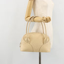 LOEWE Hand Bag Leather Ivory Gold Auth 175195-23