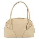 LOEWE Hand Bag Leather Ivory Gold Auth 175195-2