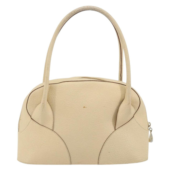 LOEWE Hand Bag Leather Ivory Gold Auth 175195