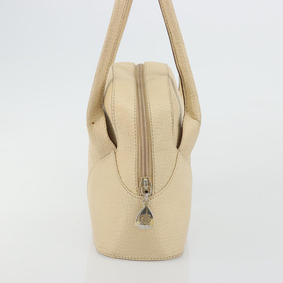 LOEWE Hand Bag Leather Ivory Gold Auth 175195