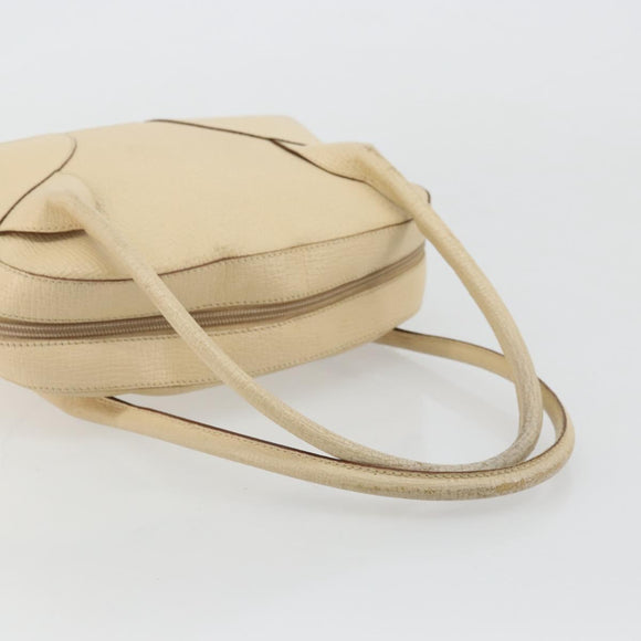 LOEWE Hand Bag Leather Ivory Gold Auth 175195