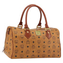 MCM Vicetos Logogram Hand Bag PVC Leather Brown Gold Auth 175196-1