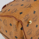 MCM Vicetos Logogram Hand Bag PVC Leather Brown Gold Auth 175196-14