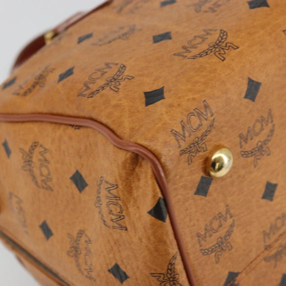 MCM Vicetos Logogram Hand Bag PVC Leather Brown Gold Auth 175196