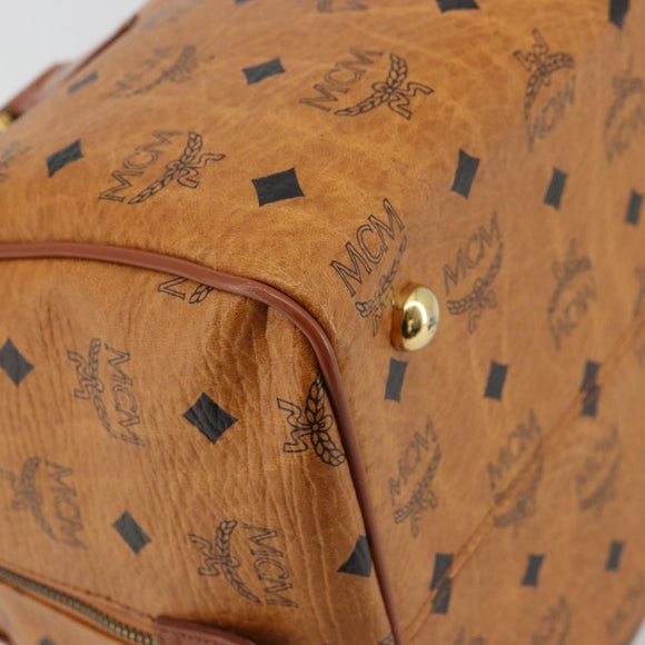 MCM Vicetos Logogram Hand Bag PVC Leather Brown Gold Auth 175196