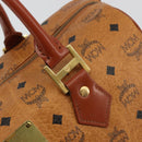 MCM Vicetos Logogram Hand Bag PVC Leather Brown Gold Auth 175196-10