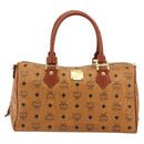 MCM Vicetos Logogram Hand Bag PVC Leather Brown Gold Auth 175196-13