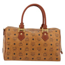 MCM Vicetos Logogram Hand Bag PVC Leather Brown Gold Auth 175196-2