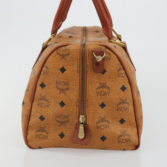 MCM Vicetos Logogram Hand Bag PVC Leather Brown Gold Auth 175196