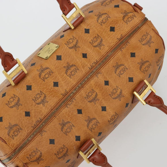 MCM Vicetos Logogram Hand Bag PVC Leather Brown Gold Auth 175196