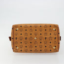 MCM Vicetos Logogram Hand Bag PVC Leather Brown Gold Auth 175196-5