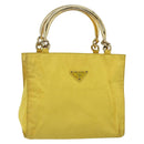 PRADA Hand Bag Nylon Yellow Gold Auth 175197-1