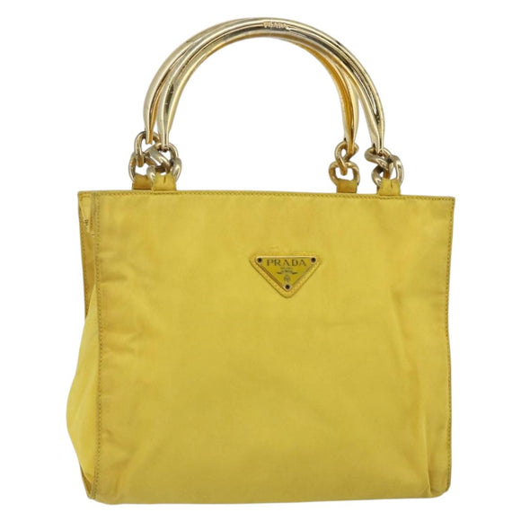 PRADA Hand Bag Nylon Yellow Gold Auth 175197
