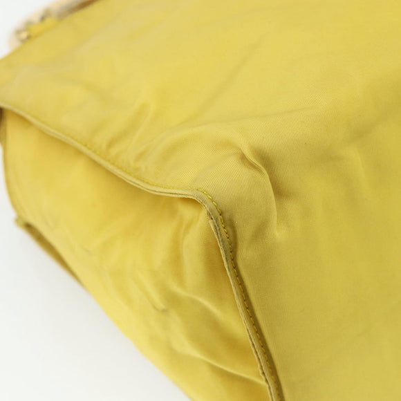 PRADA Hand Bag Nylon Yellow Gold Auth 175197