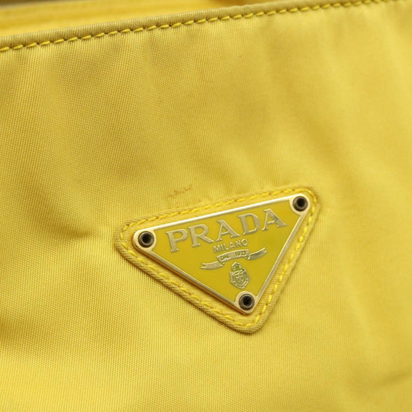 PRADA Hand Bag Nylon Yellow Gold Auth 175197