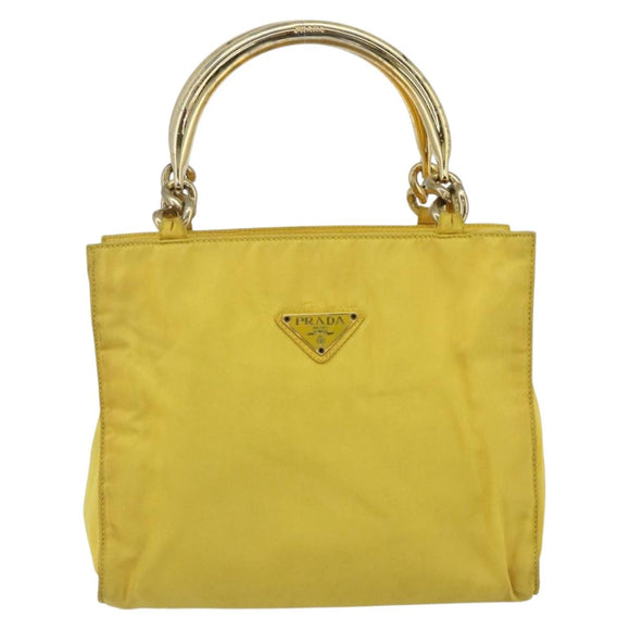 PRADA Hand Bag Nylon Yellow Gold Auth 175197