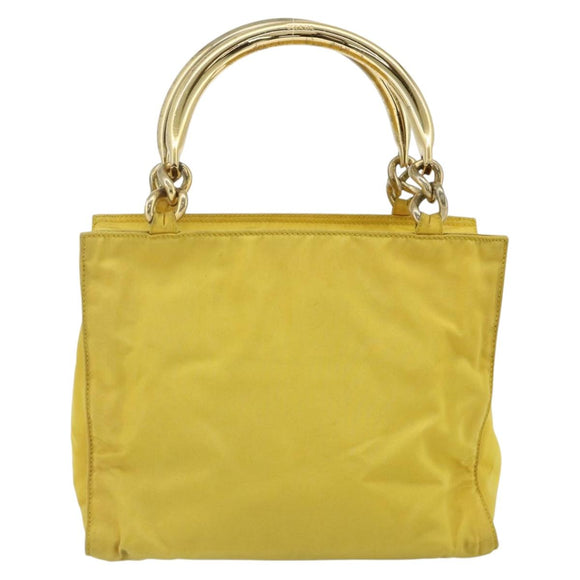 PRADA Hand Bag Nylon Yellow Gold Auth 175197