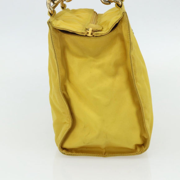 PRADA Hand Bag Nylon Yellow Gold Auth 175197