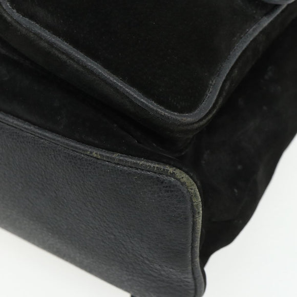GUCCI Bamboo Backpack Suede Black Gold 003 2058 0016 Auth 175199