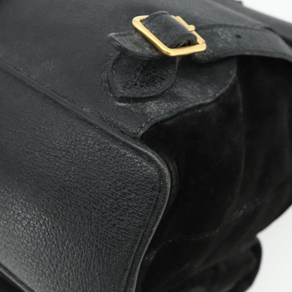 GUCCI Bamboo Backpack Suede Black Gold 003 2058 0016 Auth 175199