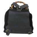 GUCCI Bamboo Backpack Suede Black Gold 003 2058 0016 Auth 175199-2
