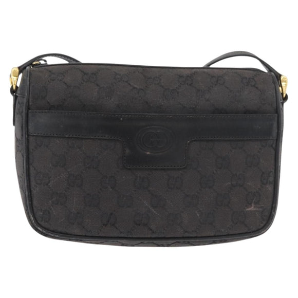 GUCCI GG Canvas Shoulder Bag Black Gold 001 14 0412 Auth 175200
