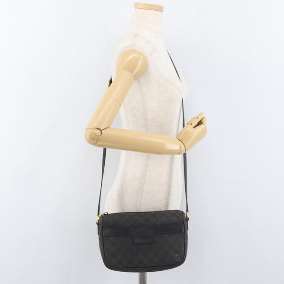GUCCI GG Canvas Shoulder Bag Black Gold 001 14 0412 Auth 175200