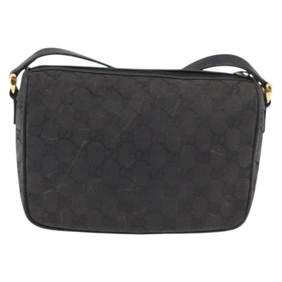 GUCCI GG Canvas Shoulder Bag Black Gold 001 14 0412 Auth 175200