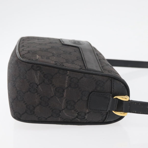 GUCCI GG Canvas Shoulder Bag Black Gold 001 14 0412 Auth 175200
