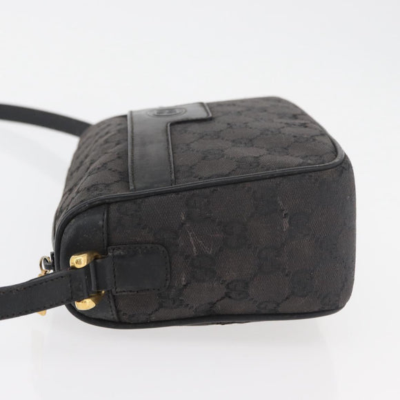 GUCCI GG Canvas Shoulder Bag Black Gold 001 14 0412 Auth 175200
