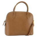 CELINE Hand Bag Leather 2way Brown Gold Auth 175201-1