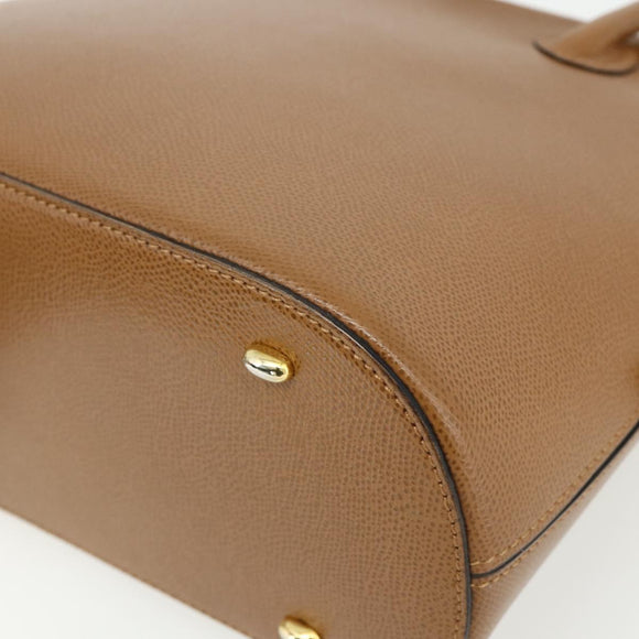 CELINE Hand Bag Leather 2way Brown Gold Auth 175201