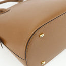 CELINE Hand Bag Leather 2way Brown Gold Auth 175201-9