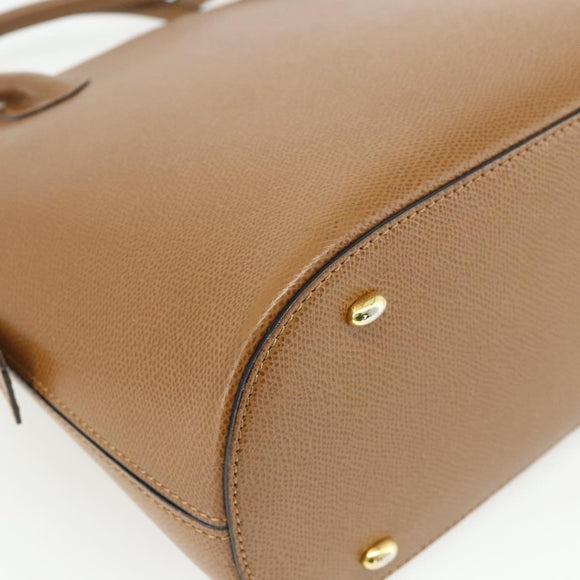 CELINE Hand Bag Leather 2way Brown Gold Auth 175201