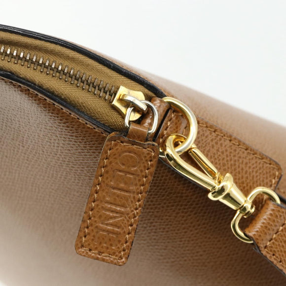 CELINE Hand Bag Leather 2way Brown Gold Auth 175201