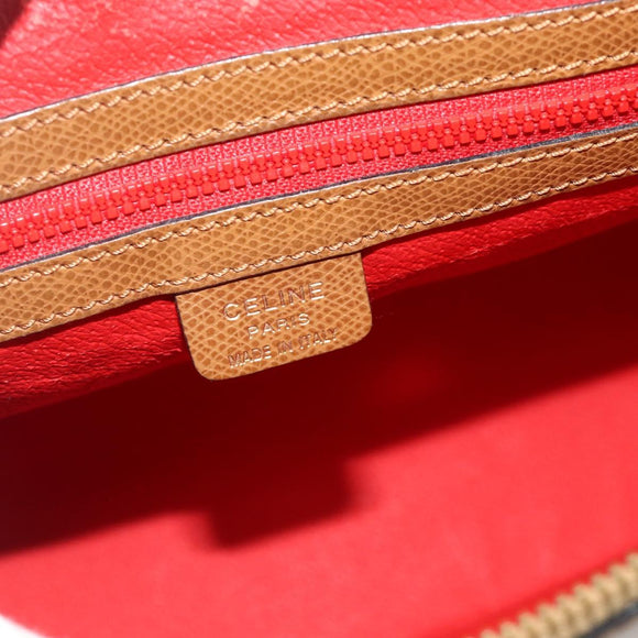 CELINE Hand Bag Leather 2way Brown Gold Auth 175201
