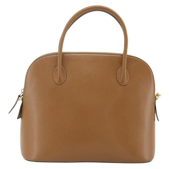 CELINE Hand Bag Leather 2way Brown Gold Auth 175201